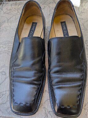 Men's Mezlan Slip on Dress Shoes Black Leather Sz 10 M